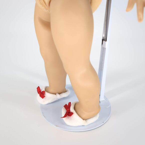 Unbranded White Fabric Doll Slippers/Slides with Red Ribbons for 18" Dolls - GUC - Picture 3 of 12